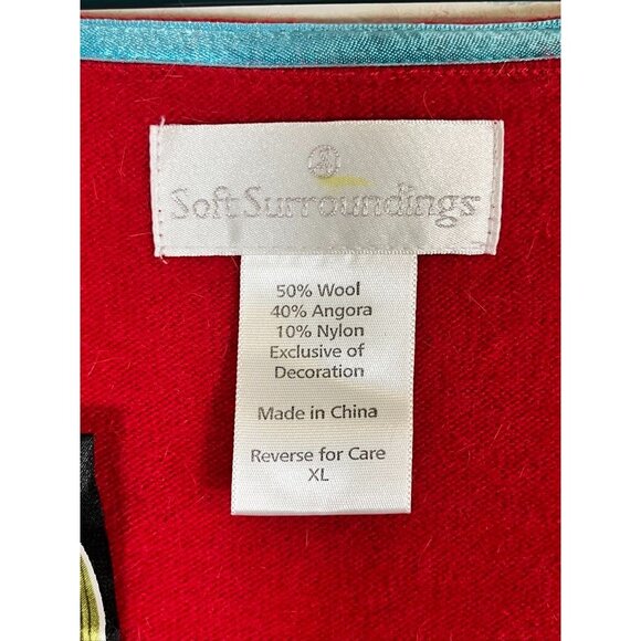 Soft Surroundings Wool Floral Burnout Sweater XL Oversized Velvet Asian Chic 80s - Picture 2 of 13